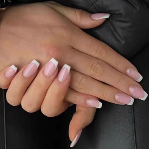 Pure & Chic – Minimalist White French Short Ballet Press-On Nails, Timeless Elegant White Moonlight Style